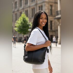 Coach Black Leather Shoulder Bag